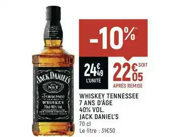 Whiskey Tennessee 7 Ans D'Ăąge 40% Vol. Jack Daniel's