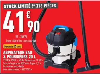 Brico Cash Aspirateur Eau & poussières 20 L offre