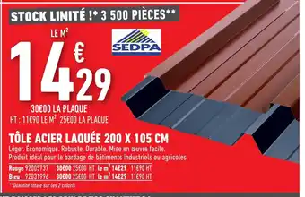 Brico Cash Tôle acier laquée 200 x 105 cm offre