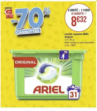 Géant Casino Lessive capsules ariel original offre