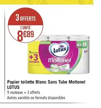 Géant Casino Papier toilette blanc sans tube moltonel lotus offre