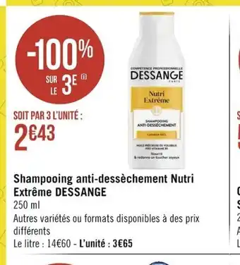 Géant Casino Shampooing anti-dessèchement nutri extrême dessange offre