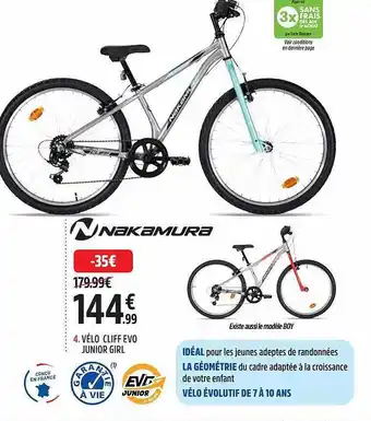 Intersport Vélo cliff evo junior girl nakamura offre