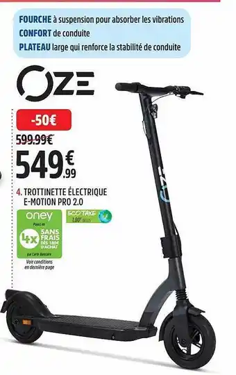 Trottinette électrique e-motion pro 2.0 oze