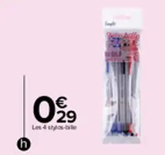 4 stylos bille assortis