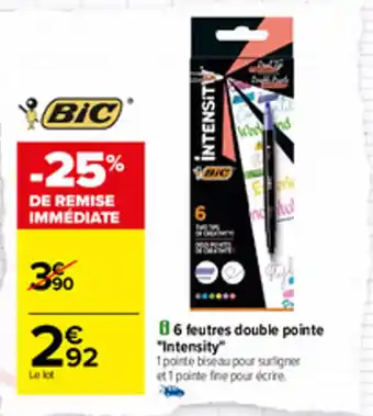 Carrefour 6 feutres double pointe "intensity" offre