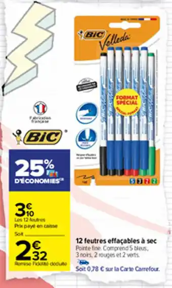 Carrefour 12 feutres effaçables à sec offre