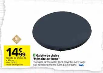 Carrefour Galette de chaise "mémorie de forme" offre