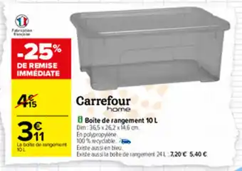 Carrefour Boîte de rangement 10 L offre