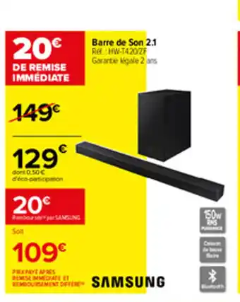 Carrefour Samsung Barre de Son 2.1 offre