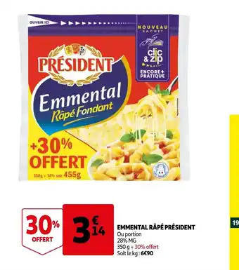 Auchan Emmental Râpé Président offre