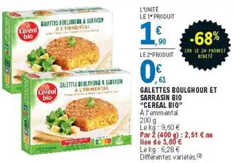E.Leclerc Galettes Boulghour et Sarrasin Bio Cereal Bio offre