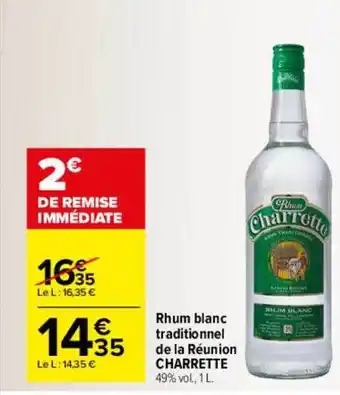 Carrefour Rhum blanc traditionnel de la réunion charrette offre