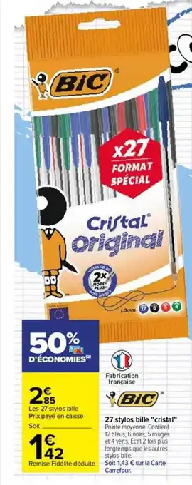 Carrefour 27 stylos bille offre