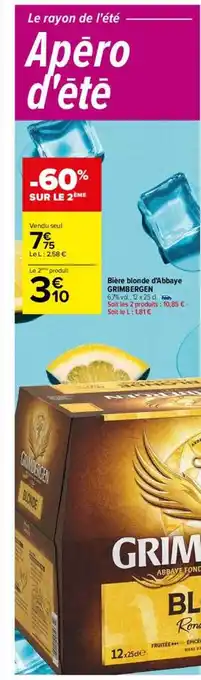 Carrefour Bière blonde d'abbaye grimbergen offre
