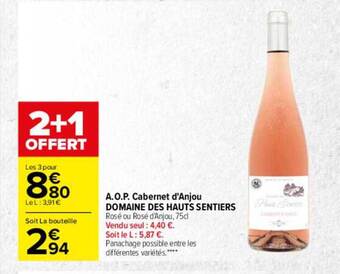 Carrefour A.o.p. cabernet d'anjou domaine des hauts sentiers offre