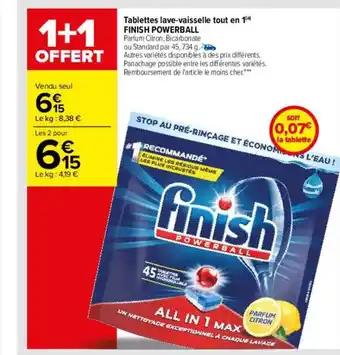 Carrefour Tablettes lave-vaisselle tout en 1 finish powerball offre