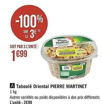 Géant Casino Taboulé oriental pierre martinet offre