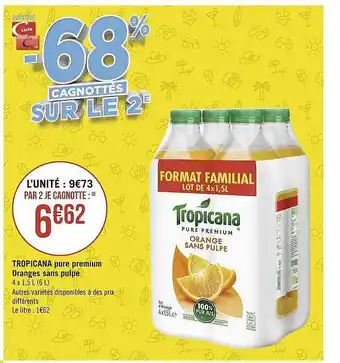 Tropicana pure premium oranges sans pulpe