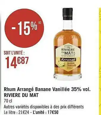 Géant Casino Rhum arrangé banane vanillée 35% vol. rivière du mat offre