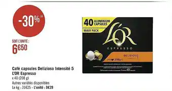 Casino Supermarchés Café capsules delizioso intensité 5 l'or espresso offre