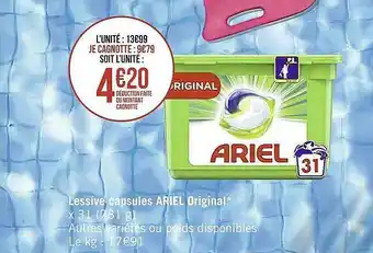 Casino Supermarchés Lessive capsules ariel original offre