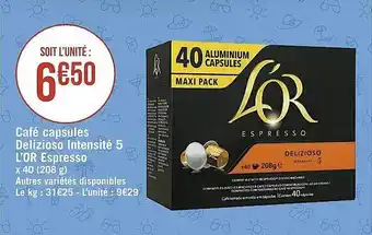 Casino Supermarchés Café capsules delizioso intensité 5 l'or espresso offre
