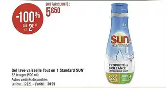 Casino Supermarchés Gel lave-vaisselle tout en 1 standard sun offre