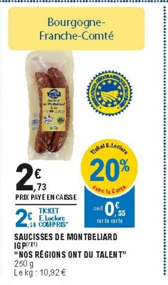 E.Leclerc Saucisses de Montbeliard IGP offre