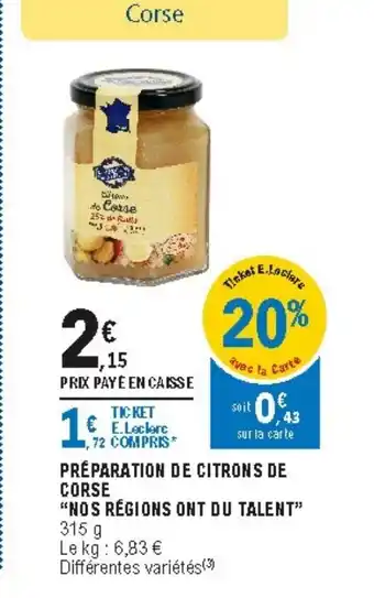 E.Leclerc Preparation de Citrons de Corse offre