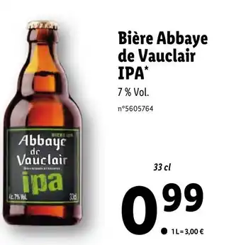 Lidl Bière abbaye de vauclair ipa offre