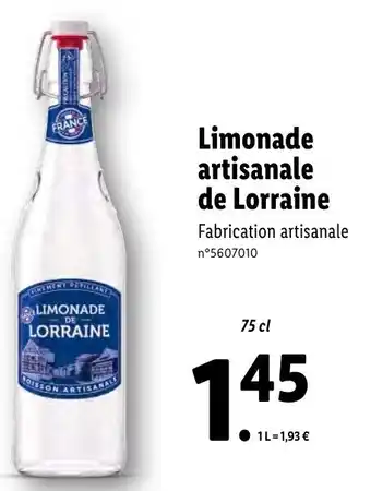 Lidl Limonade artisanale de lorraine offre
