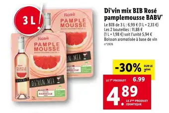 Lidl Di'vin mix bib rosé pamplemousse babv offre