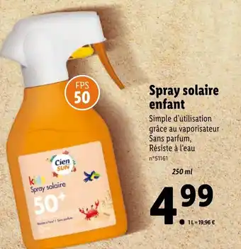 Lidl Spray solaire enfant offre