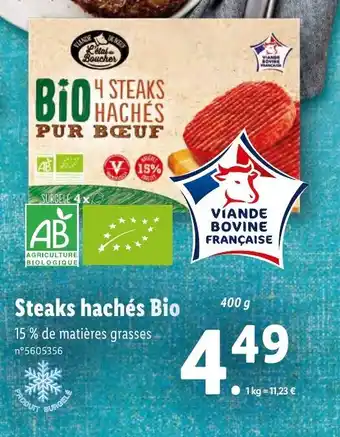 Lidl Steaks hachés bio offre