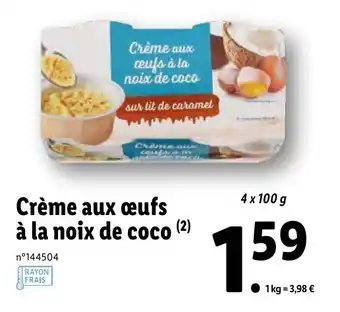 Lidl Crème aux œufs à la noix de coco offre