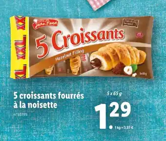Lidl 5 Croissants fourrés à la noisette offre