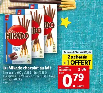 Lidl Lu mikado chocolat au lait offre