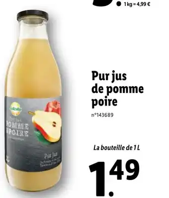 Lidl Pur jus de pomme poire offre