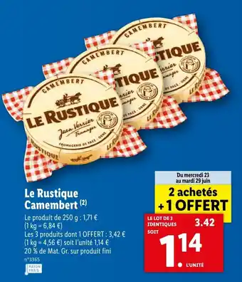 Lidl Le rustique camembert offre