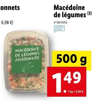 Lidl Macédoine de légumes offre