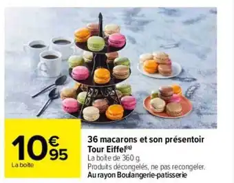 Carrefour 36 macarons et son présentoir tour eiffel offre