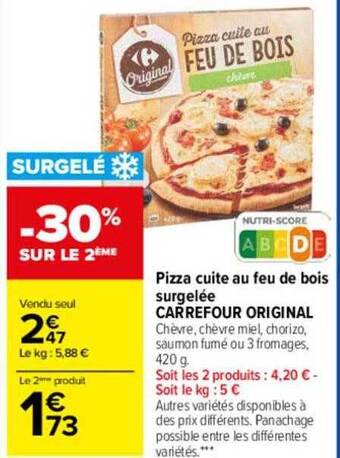 Carrefour Pizza cuite au feu de bois surgelée carrefour original offre