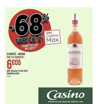 Géant Casino Aoc bandol club des sommeliers offre