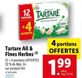 Lidl Tartare ail & fines herbes offre