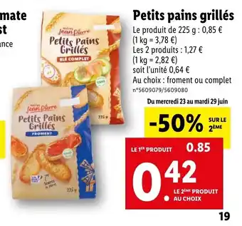 Lidl Petits pains grillés offre