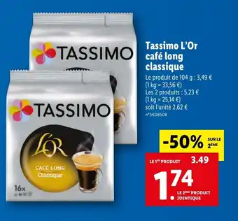 Lidl Tassimo l'or café long classique offre