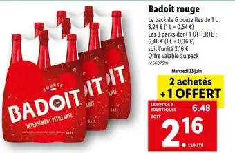 Lidl Badoit rouge offre