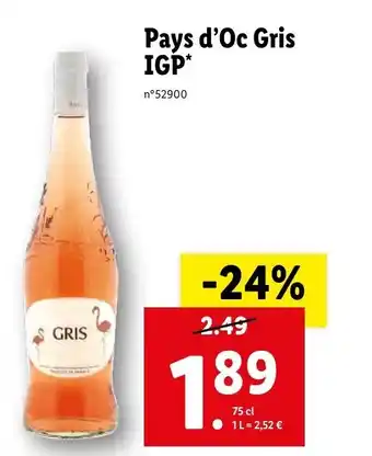 Lidl Pays d'oc gris igp offre