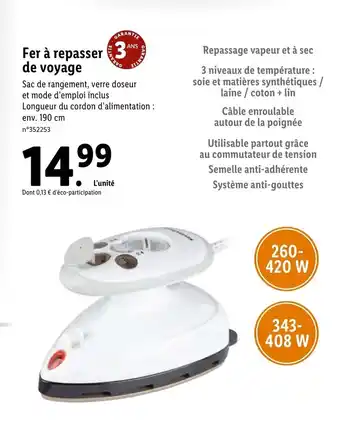 Fer Ă repasser de voyage